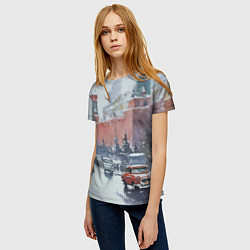 Футболка женская Старинная Москва - новый год, цвет: 3D-принт — фото 2