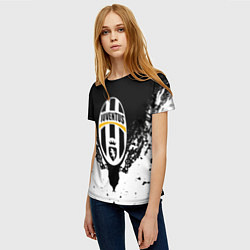 Футболка женская Ювентус краски всплеск текстура, цвет: 3D-принт — фото 2