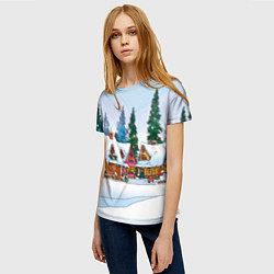 Футболка женская Новогодник дворик, цвет: 3D-принт — фото 2