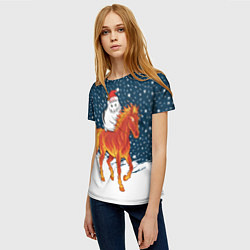 Футболка женская Кот Бендер и огненный конь - 2026, цвет: 3D-принт — фото 2