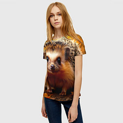 Футболка женская Ежик в осеннем лесу, цвет: 3D-принт — фото 2