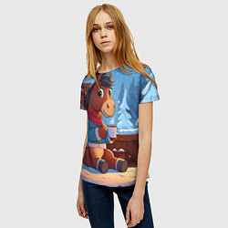 Футболка женская Лошадка у камина, цвет: 3D-принт — фото 2