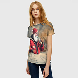 Футболка женская Санта с капучино, цвет: 3D-принт — фото 2