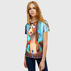 Футболка женская Лошадка с расческой, цвет: 3D-принт — фото 2