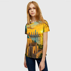 Футболка женская Баку сплетение эпох на закате, цвет: 3D-принт — фото 2