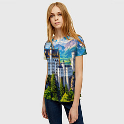 Футболка женская Сказочный Нойшванштайн, цвет: 3D-принт — фото 2
