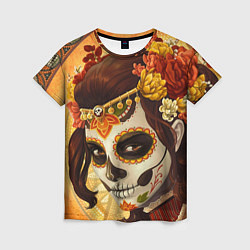 Женская футболка Девушка. Сахарный череп