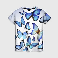 Футболка женская Голубые бабочки, цвет: 3D-принт