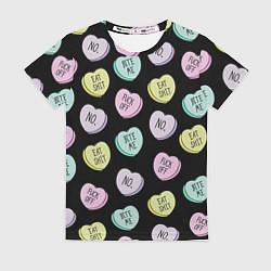 Женская футболка Сердца с надписями