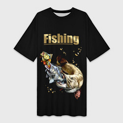 Футболка женская длинная Gold Fishing, цвет: 3D-принт