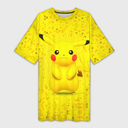 Футболка женская длинная Pikachu, цвет: 3D-принт