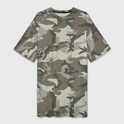 Женская длинная футболка Камуфляж лесной летний
