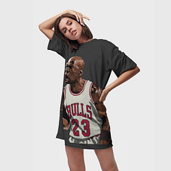 Футболка женская длинная Bulls 23: Jordan, цвет: 3D-принт — фото 2