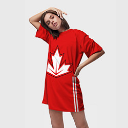 Футболка женская длинная Сборная Канады: домашняя форма, цвет: 3D-принт — фото 2