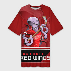 Футболка женская длинная Detroit Red Wings, цвет: 3D-принт