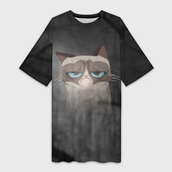 Футболка женская длинная Grumpy Cat, цвет: 3D-принт