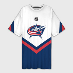 Футболка женская длинная NHL: Columbus Blue Jackets, цвет: 3D-принт