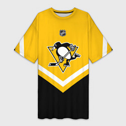 Футболка женская длинная NHL: Pittsburgh Penguins, цвет: 3D-принт