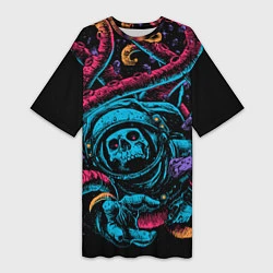 Женская длинная футболка Космический осьминог