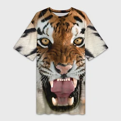 Женская длинная футболка Свирепый тигр