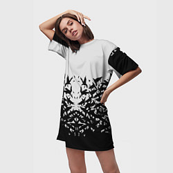 Футболка женская длинная Птичий вихрь, цвет: 3D-принт — фото 2