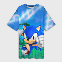 Футболка женская длинная Sonic Boom, цвет: 3D-принт