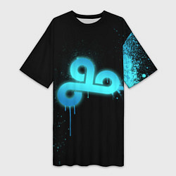 Футболка женская длинная Cloud 9: Black collection, цвет: 3D-принт