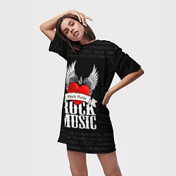 Футболка женская длинная I Love Rock Music, цвет: 3D-принт — фото 2
