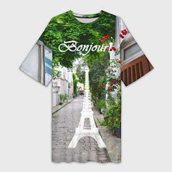 Женская длинная футболка Bonjour Paris