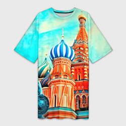 Футболка женская длинная Blue Kremlin, цвет: 3D-принт