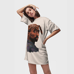 Футболка женская длинная Tupac Shakur, цвет: 3D-принт — фото 2
