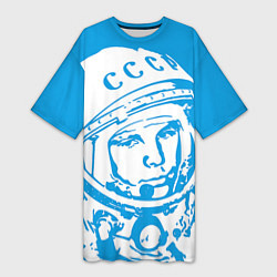 Футболка женская длинная Гагарин: CCCP, цвет: 3D-принт