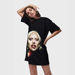 Футболка женская длинная Леди Гага, цвет: 3D-принт — фото 2