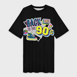 Футболка женская длинная Назад в 90-е!, цвет: 3D-принт