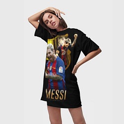 Футболка женская длинная Messi Star, цвет: 3D-принт — фото 2