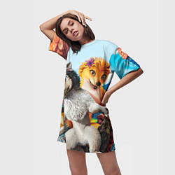 Футболка женская длинная Альфа и Омега 7, цвет: 3D-принт — фото 2