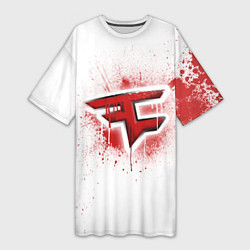 Футболка женская длинная FaZe Clan: White collection, цвет: 3D-принт