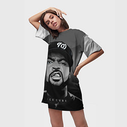 Футболка женская длинная Ice Cube: Gangsta, цвет: 3D-принт — фото 2