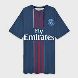 Футболка женская длинная PSG FC: Blue, цвет: 3D-принт