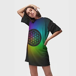 Футболка женская длинная Coldplay Colour, цвет: 3D-принт — фото 2