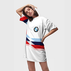 Футболка женская длинная BMW БМВ WHITE, цвет: 3D-принт — фото 2