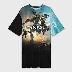 Футболка женская длинная Titanfall Battle, цвет: 3D-принт