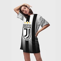 Футболка женская длинная Juventus FC: New logo, цвет: 3D-принт — фото 2
