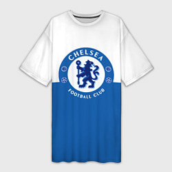 Футболка женская длинная Chelsea FC: Duo Color, цвет: 3D-принт