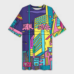 Женская длинная футболка Токио сити
