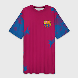 Футболка женская длинная FC Barcelona: Purple Original, цвет: 3D-принт