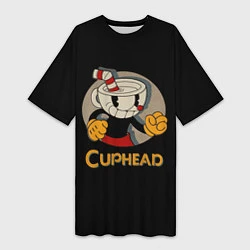 Женская длинная футболка Cuphead: Mugman