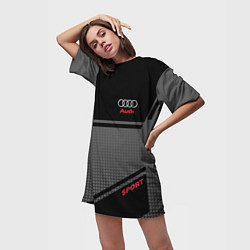Футболка женская длинная Audi: Crey & Black, цвет: 3D-принт — фото 2