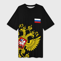 Футболка женская длинная Флаг и Герб России, цвет: 3D-принт