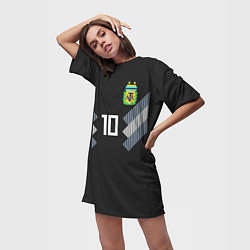 Футболка женская длинная Аргентина: Месси гостевая ЧМ-2018, цвет: 3D-принт — фото 2